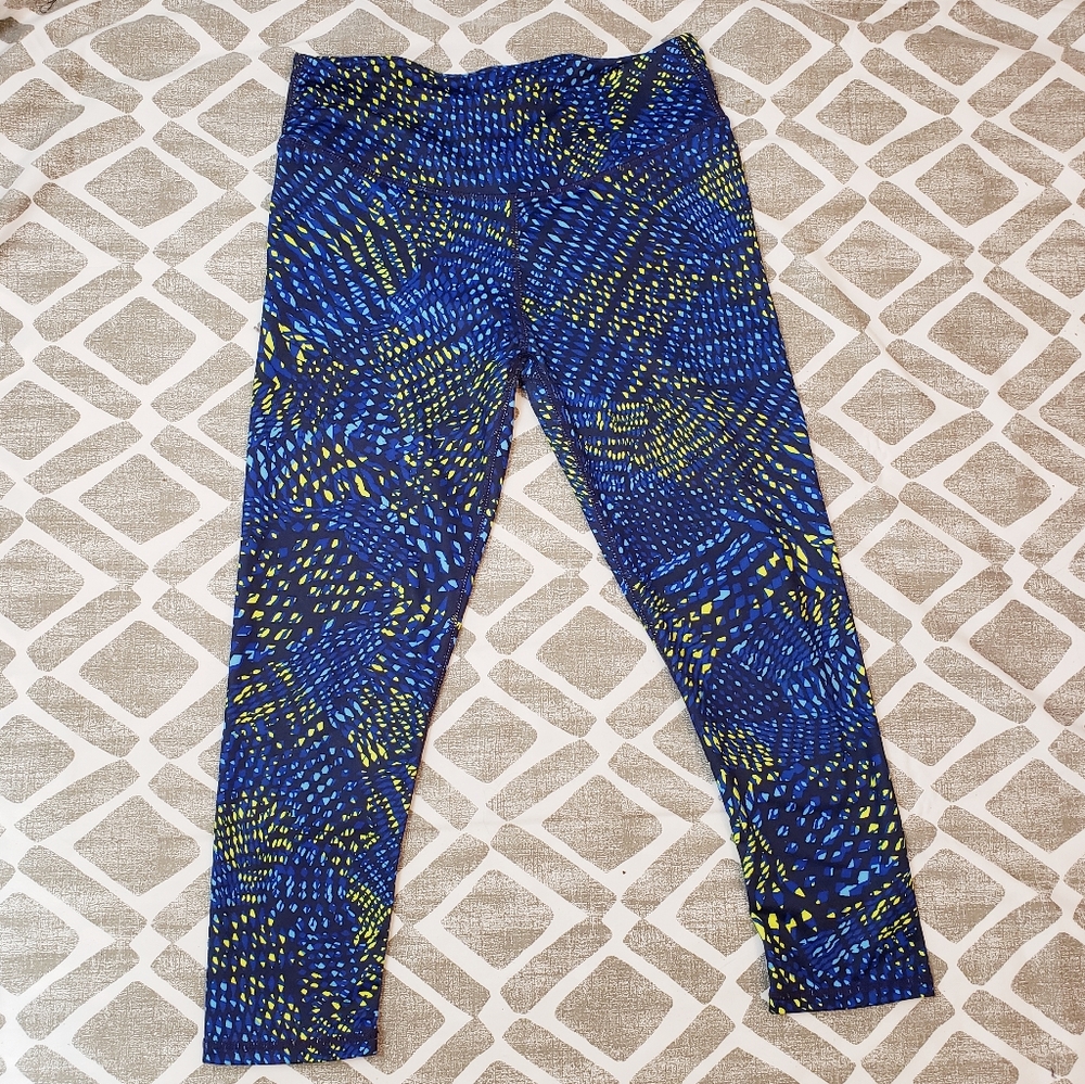 Fabletics XS Capri Pants Blue & Yellow